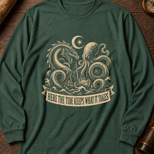 Kraken of the Drowned Coast Long Sleeve Shirt — Blue Spruce