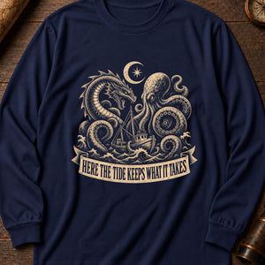Kraken of the Drowned Coast Long Sleeve Shirt — True Navy