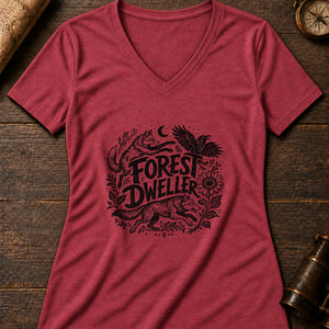 Forest Dweller Beasts Women's V-Neck Tee — heather red