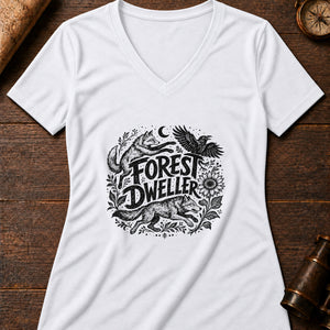 Forest Dweller Beasts Women's V-Neck Tee — solid white blend