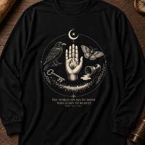 The Reader of Signs Long Sleeve Shirt — Black