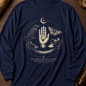 The Reader of Signs Long Sleeve Shirt — True Navy