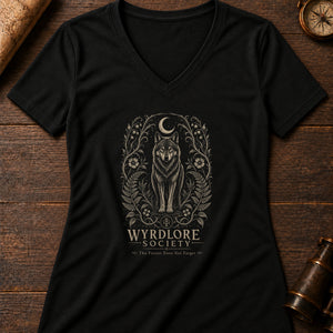 The Hollow Wood Omen Women's V-Neck Tee — solid black blend