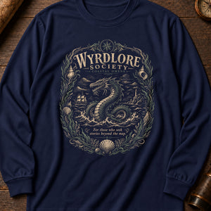 The Sea Serpent Marginalia Long Sleeve Shirt — True Navy