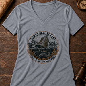 Drowned Bells of the Atlantic Women's V-Neck Tee — athletic heather