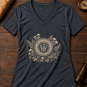 The Tree Ring Archive Women's V-Neck Tee — dark grey heather