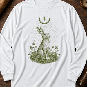 The Hare and the Moon-Sign Long Sleeve Shirt — White