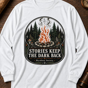 Stories Keep the Dark Back Long Sleeve Shirt — White