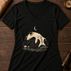 The Selkie's Rest Women's V-Neck Tee — solid black blend