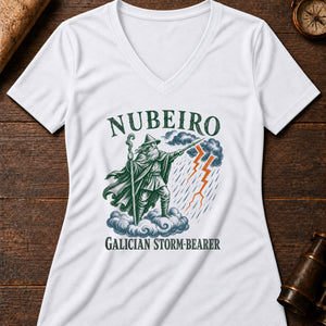 The Nubeiro Women's V-Neck Tee — solid white blend