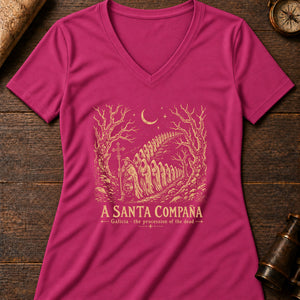 Santa Compaña Women's V-Neck Tee — berry