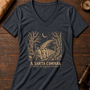 Santa Compaña Women's V-Neck Tee — dark grey heather