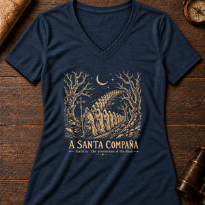 Santa Compaña Women's V-Neck Tee — heather navy