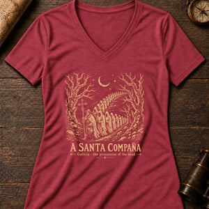 Santa Compaña Women's V-Neck Tee — heather red