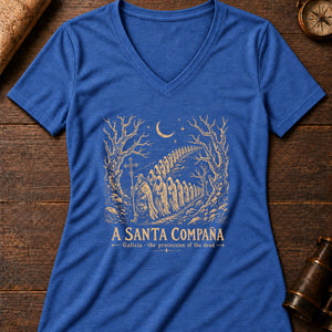 Santa Compaña Women's V-Neck Tee — heather true royal