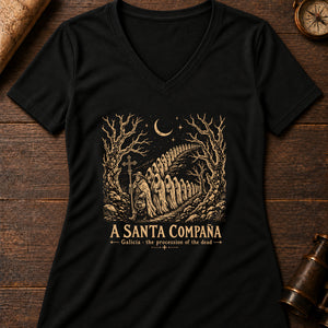 Santa Compaña Women's V-Neck Tee — solid black blend