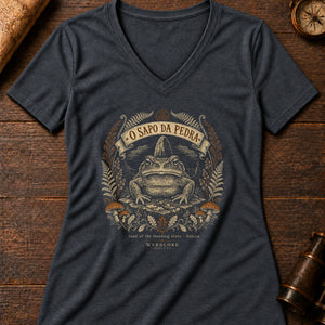 The Granite Toad Women's V-Neck Tee — dark grey heather