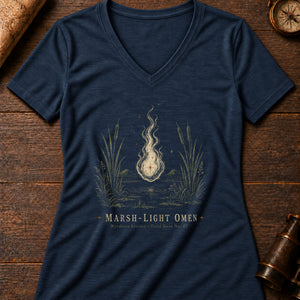 Will-o'-the-Wisp Women's V-Neck Tee — heather navy