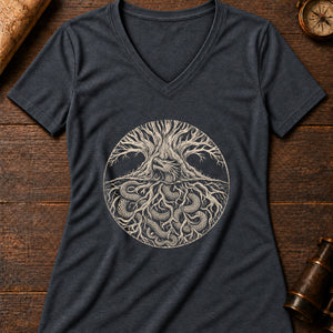The Wyrm Women's V-Neck Tee — dark grey heather
