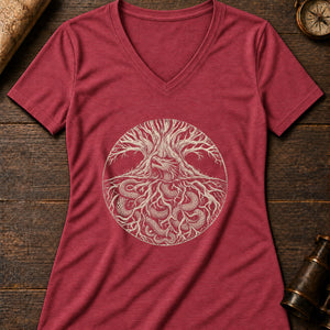 The Wyrm Women's V-Neck Tee — heather red