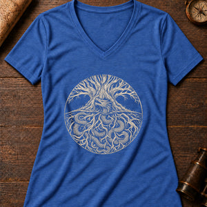 The Wyrm Women's V-Neck Tee — heather true royal