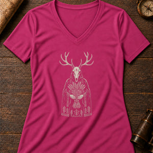 The Harvest Mask Women's V-Neck Tee — berry