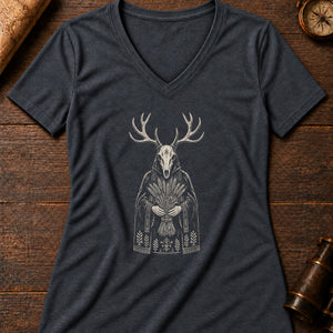 The Harvest Mask Women's V-Neck Tee — dark grey heather