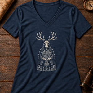 The Harvest Mask Women's V-Neck Tee — heather navy