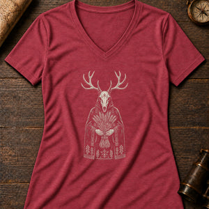 The Harvest Mask Women's V-Neck Tee — heather red