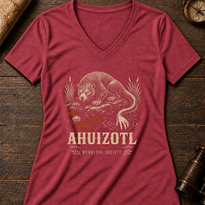 The Ahuizotl Women's V-Neck Tee — heather red