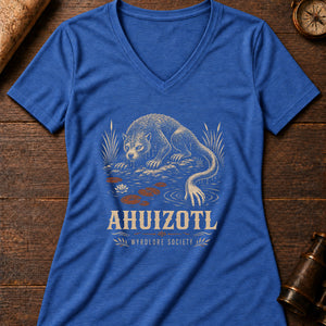 The Ahuizotl Women's V-Neck Tee — heather true royal