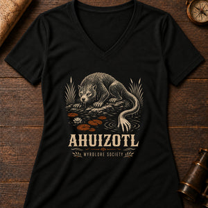 The Ahuizotl Women's V-Neck Tee — solid black blend