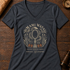 Mami Wata Mirror Women's V-Neck Tee — dark grey heather