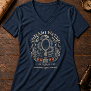 Mami Wata Mirror Women's V-Neck Tee — heather navy