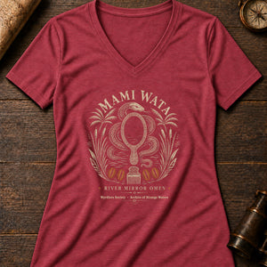Mami Wata Mirror Women's V-Neck Tee — heather red