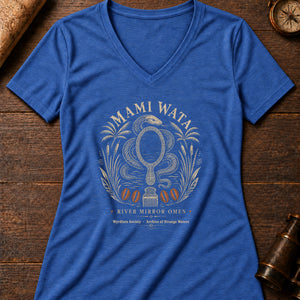 Mami Wata Mirror Women's V-Neck Tee — heather true royal