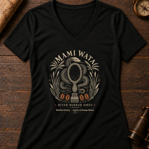 Mami Wata Mirror Women's V-Neck Tee — solid black blend