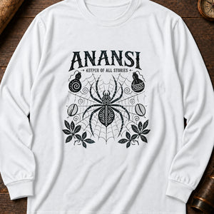 Anansi Spider Weaver Long Sleeve Shirt — White