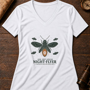 Adze Firefly Vampire Women's V-Neck Tee — solid white blend