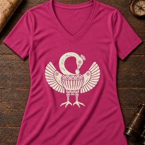 Sankofa Bird of Time Women's V-Neck Tee — berry