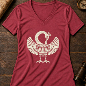Sankofa Bird of Time Women's V-Neck Tee — heather red