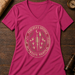 Perchta Spindle Women's V-Neck Tee — berry