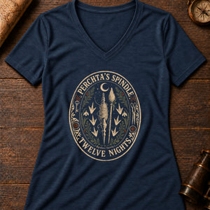 Perchta Spindle Women's V-Neck Tee — heather navy