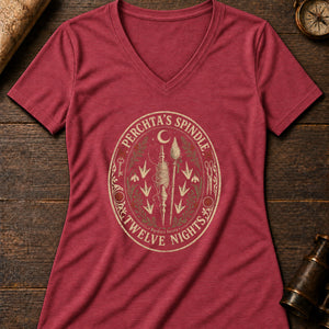 Perchta Spindle Women's V-Neck Tee — heather red