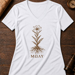 Molý Herb Specimen Women's V-Neck Tee — solid white blend