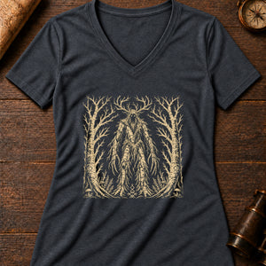 Leshy Forest Guardian Women's V-Neck Tee — dark grey heather
