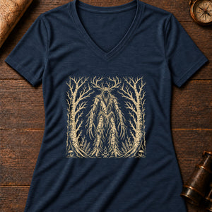 Leshy Forest Guardian Women's V-Neck Tee — heather navy