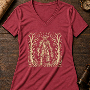 Leshy Forest Guardian Women's V-Neck Tee — heather red