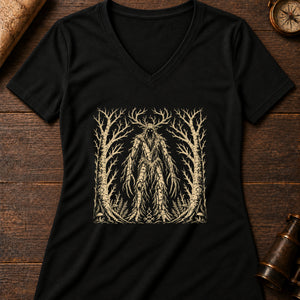 Leshy Forest Guardian Women's V-Neck Tee — solid black blend