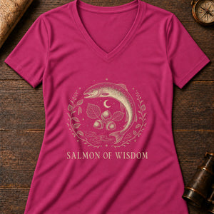 Salmon Wisdom Women's V-Neck Tee — berry